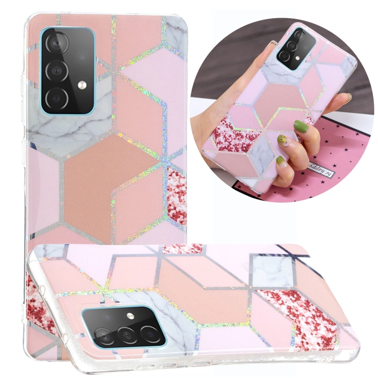 

For Samsung Galaxy A52 5G / 4G Plating TPU Protective Case(Pink Rhombus)