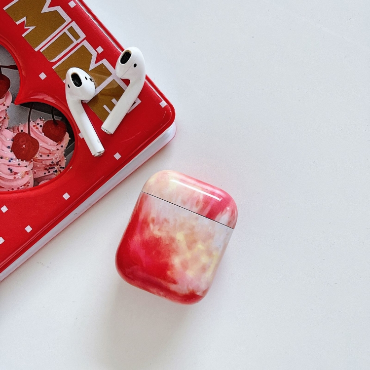 

TPU Watercolor Texture Water Sticker Earphone Protective Case For AirPods 1 / 2(Red Yellow)
