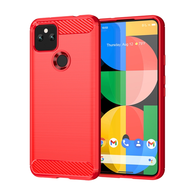 

For Google Pixel 5a Brushed Texture Carbon Fiber TPU Case(Red)