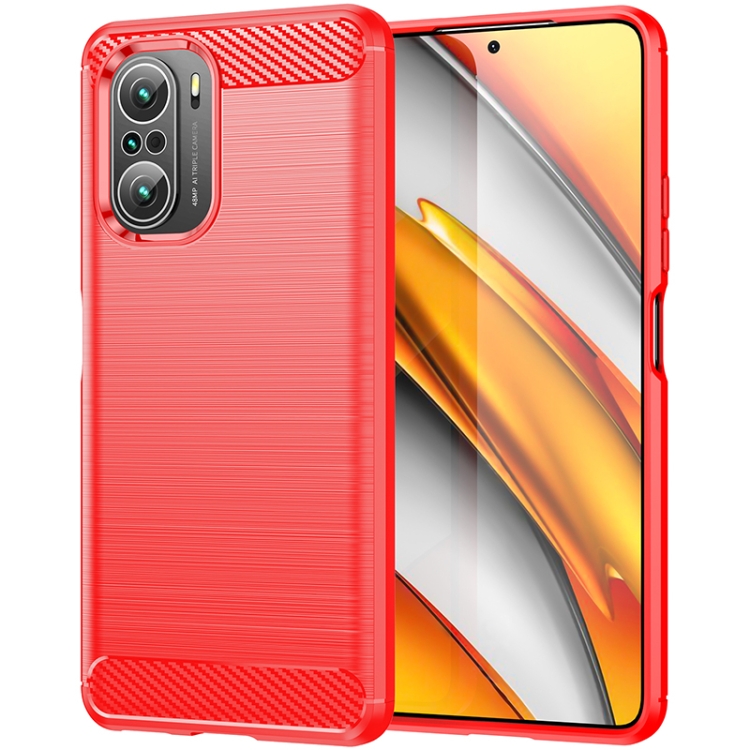 

For Xiaomi Redmi K40 / K40 Pro Brushed Texture Carbon Fiber TPU Case(Red)