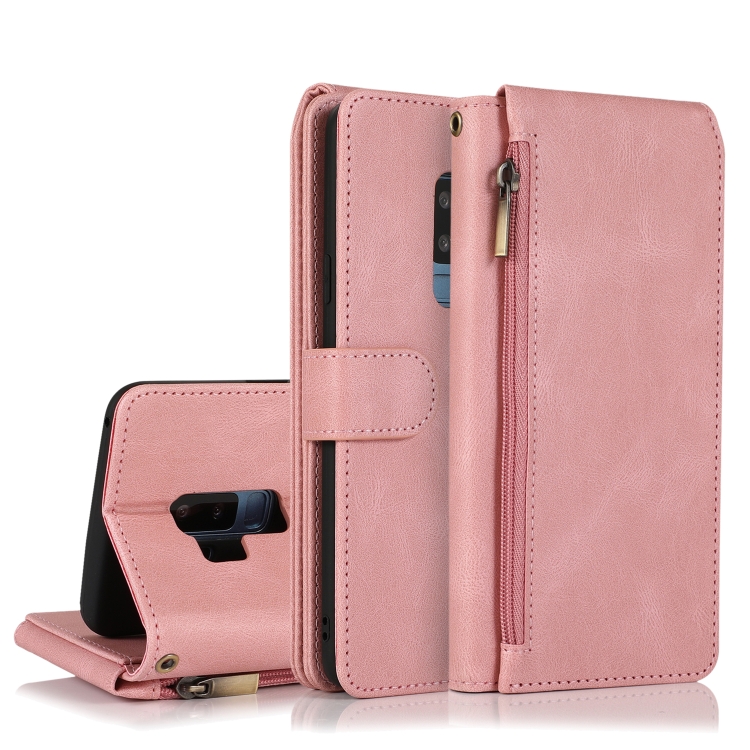 

For Samsung Galaxy S9+ Skin-feel Crazy Horse Texture Zipper Wallet Bag Horizontal Flip Leather Case with Holder & Card Slots & Wallet & Lanyard(Rose Gold)