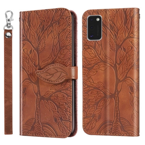 

For Samsung Galaxy A41 Life of Tree Embossing Pattern Horizontal Flip Leather Case with Holder & Card Slot & Wallet & Photo Frame & Lanyard(Brown)