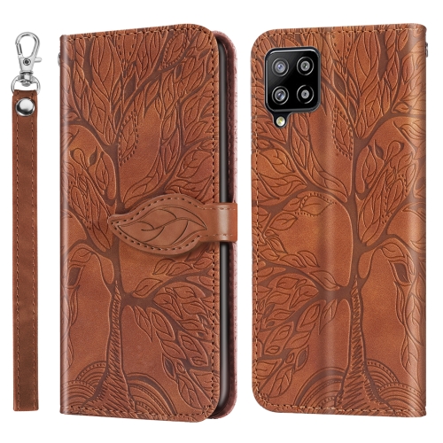 

For Samsung Galaxy A42 5G Life of Tree Embossing Pattern Horizontal Flip Leather Case with Holder & Card Slot & Wallet & Photo Frame & Lanyard(Brown)