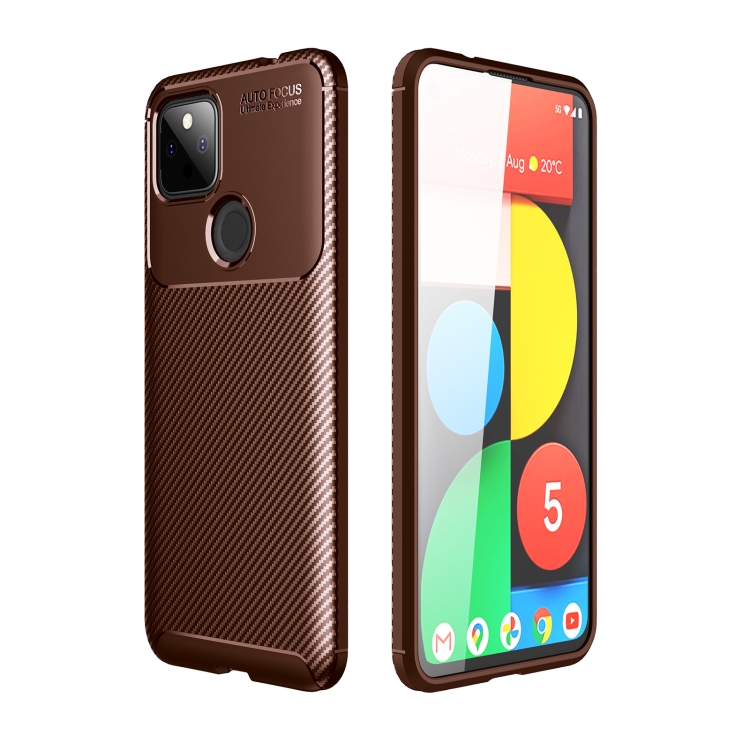 

For Google Pixel 5a Carbon Fiber Texture Shockproof TPU Case(Brown)