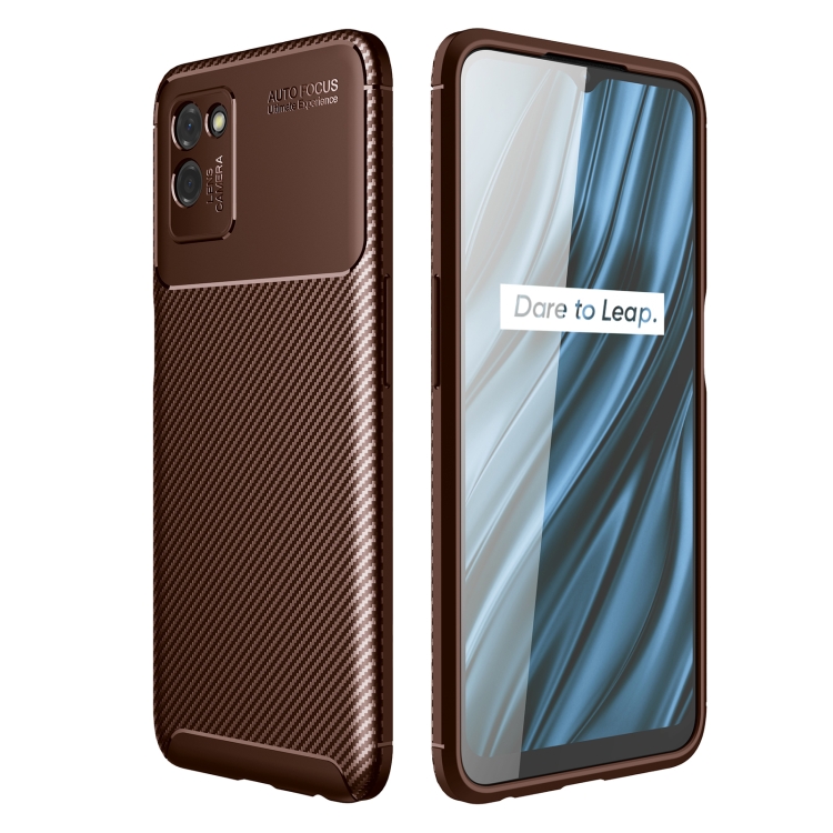 

For OPPO Realme V11 Carbon Fiber Texture Shockproof TPU Case(Brown)