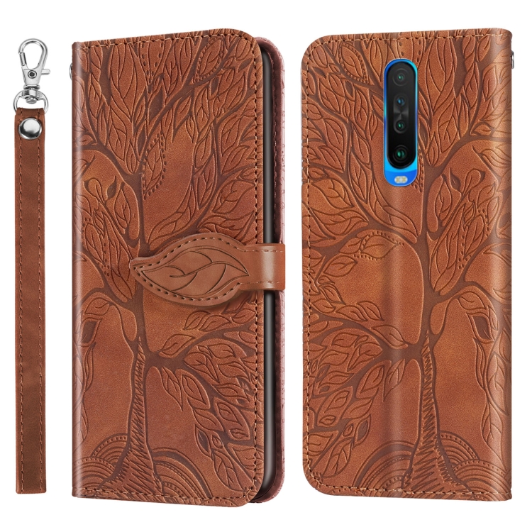 

For Xiaomi Redmi K30 Life of Tree Embossing Pattern Horizontal Flip Leather Case with Holder & Card Slot & Wallet & Photo Frame & Lanyard(Brown)