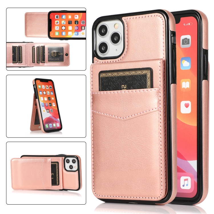 

Solid Color PC + TPU Protective Case with Holder & Card Slots For iPhone 11 Pro Max(Rose Gold)