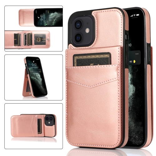 

Solid Color PC + TPU Protective Case with Holder & Card Slots For iPhone 12 mini(Rose Gold)