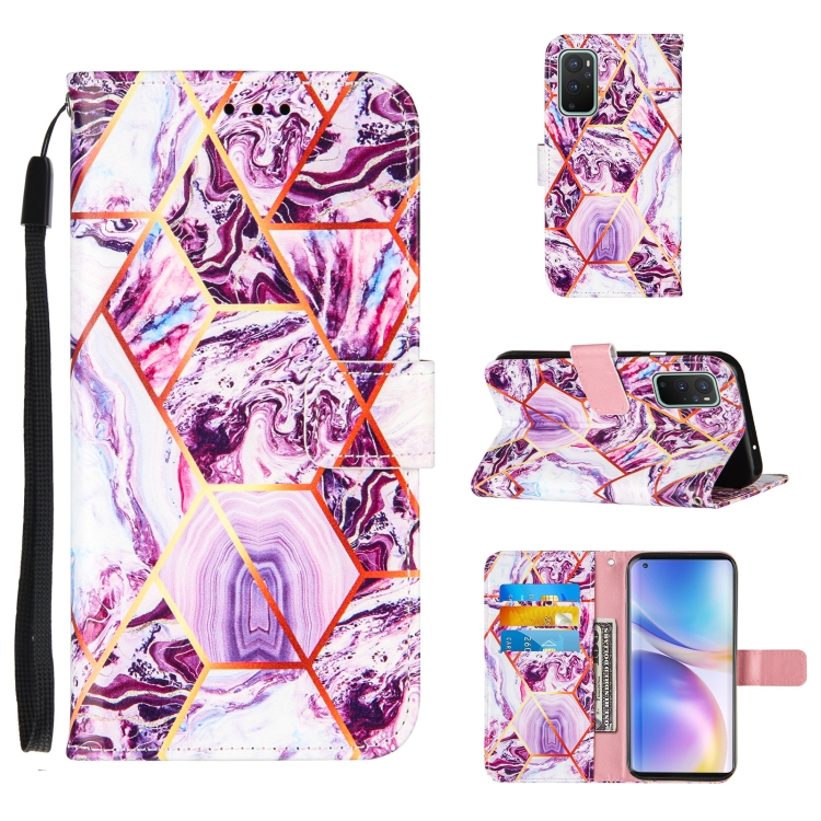 

For OnePlus 9 Marble Stitching Horizontal Flip PU Leather Case with Holder & Card Slots & Wallet & Lanyard(Purple)