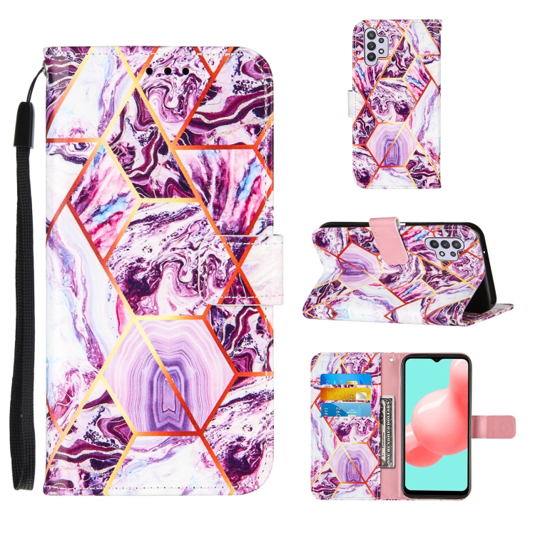 

For Samsung Galaxy A32 5G Marble Stitching Horizontal Flip PU Leather Case with Holder & Card Slots & Wallet & Lanyard(Purple)