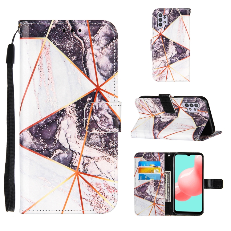

For Samsung Galaxy A32 5G Marble Stitching Horizontal Flip PU Leather Case with Holder & Card Slots & Wallet & Lanyard(Black White)