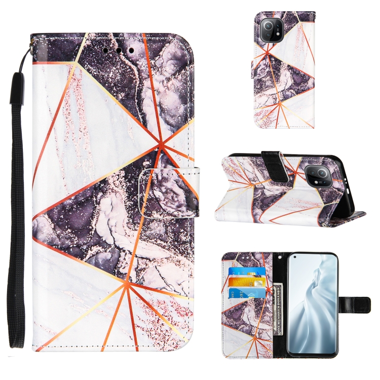 

For Xiaomi Mi 11 5G Marble Stitching Horizontal Flip PU Leather Case with Holder & Card Slots & Wallet & Lanyard(Black White)
