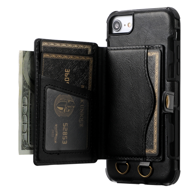 

Crazy Horse Texture PU + TPU Shockproof Back Cover Case with Card Slots & Holder & Wallet & Crossbody Strap For iPhone 6 & 6s & 7 & 8(Black)