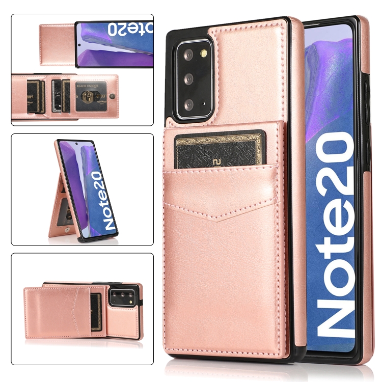 

For Samsung Galaxy Note20 Solid Color PC + TPU Protective Case with Holder & Card Slots(Rose Gold)