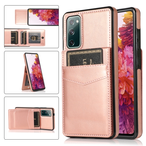 

For Samsung Galaxy S20 FE Solid Color PC + TPU Protective Case with Holder & Card Slots(Rose Gold)