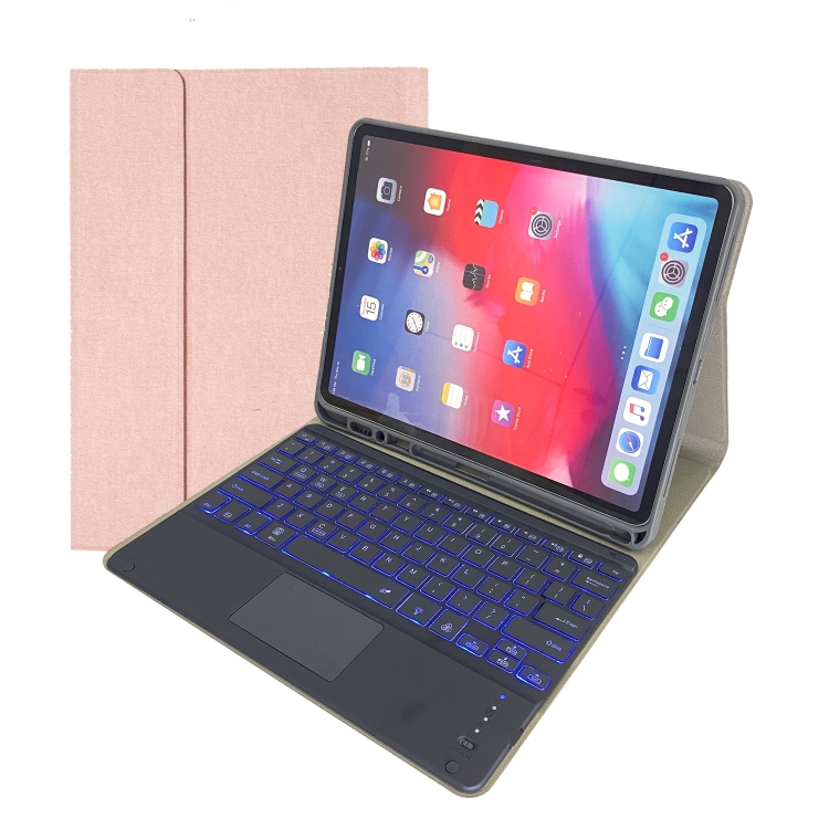 

HK131T Detachable RGB Backlight Bluetooth Keyboard Leather + TPU Case with Touchpad & Pen Slot For iPad Pro 12.9 (2018 / 2020)(Rose Gold)