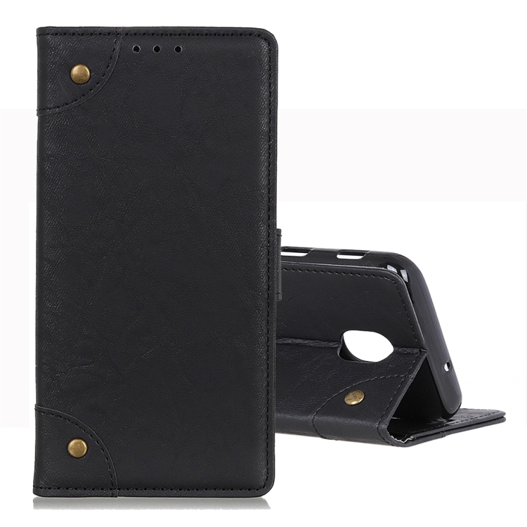 

For LG K30 2019 Copper Buckle Retro Crazy Horse Texture Horizontal Flip Leather Case with Holder & Card Slots & Wallet(Black)