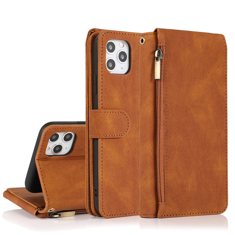 

Skin-feel Crazy Horse Texture Zipper Wallet Bag Horizontal Flip Leather Case with Holder & Card Slots & Wallet & Lanyard For iPhone 11(Brown)