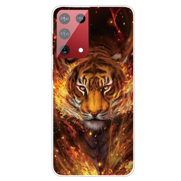 

For OnePlus 9 Pro Shockproof Painted Transparent TPU Protective Case(Flame Tiger)