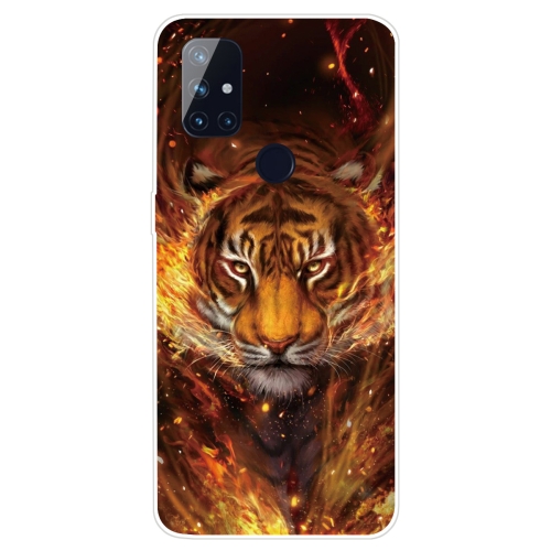 

For OnePlus Nord N10 5G Shockproof Painted Transparent TPU Protective Case(Flame Tiger)