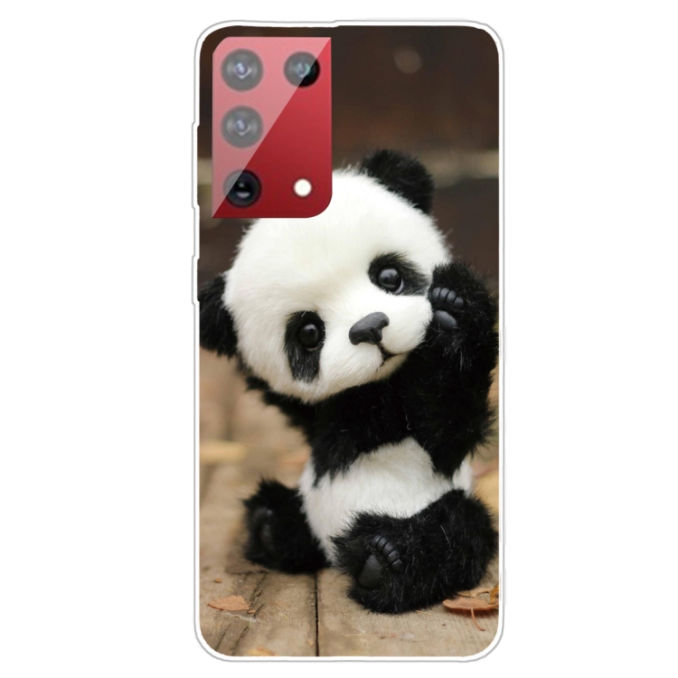 

For Samsung Galaxy S21 Ultra 5G Shockproof Painted Transparent TPU Protective Case(Say Hello Panda)