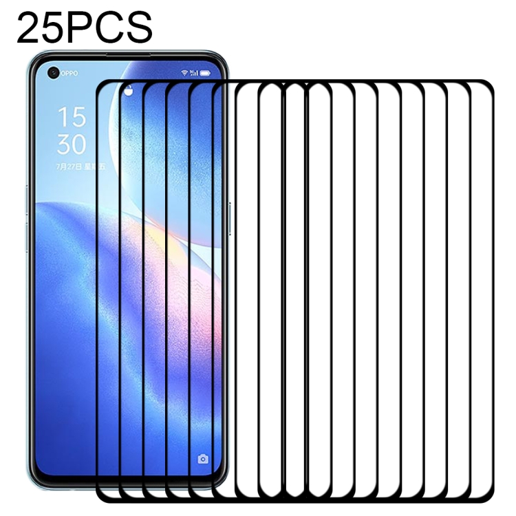 

For OPPO Reno5 K 25 PCS Full Glue Full Screen Tempered Glass Film