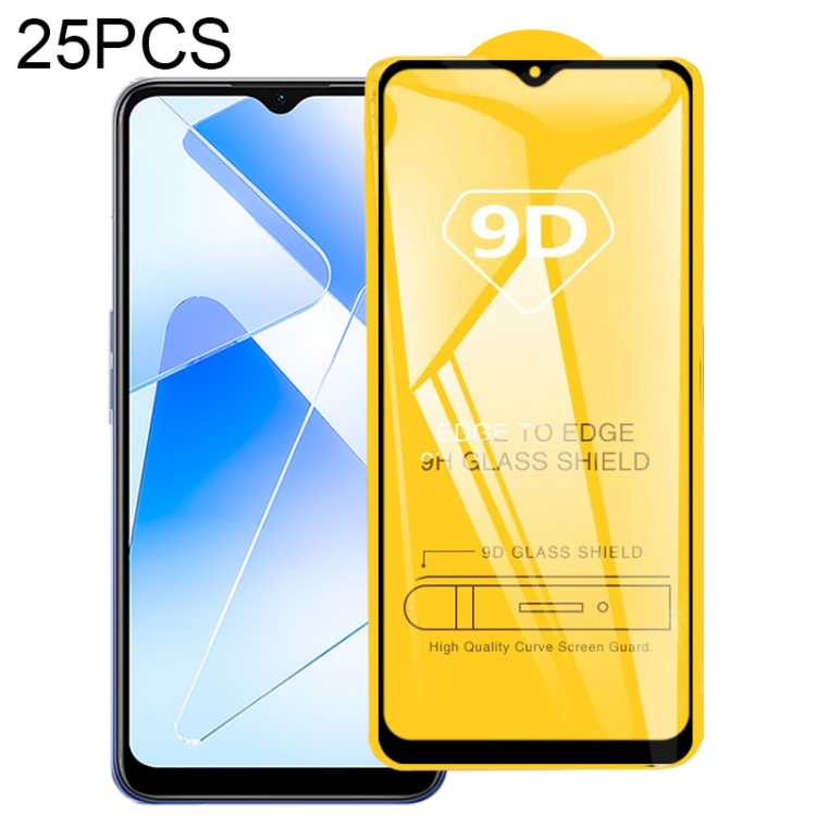 

For OPPO A55 5G 25 PCS 9D Full Glue Full Screen Tempered Glass Film