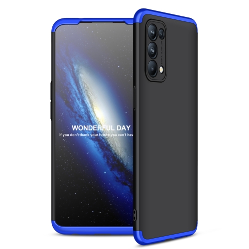 

For OPPO Reno5 GKK Three Stage Splicing Full Coverage PC Case(Black Blue)