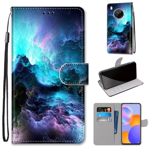 

For Huawei Y9a Coloured Drawing Cross Texture Horizontal Flip PU Leather Case with Holder & Card Slots & Wallet & Lanyard(Colorful Clouds)