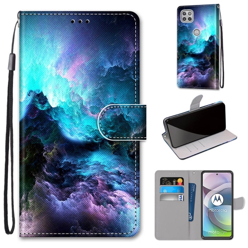 

For Motorola Moto G 5G Coloured Drawing Cross Texture Horizontal Flip PU Leather Case with Holder & Card Slots & Wallet & Lanyard(Colorful Clouds)