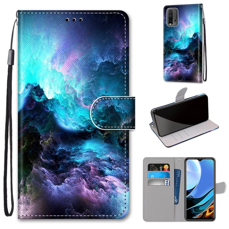

For Xiaomi Redmi Note 9 4G / 9 Power Coloured Drawing Cross Texture Horizontal Flip PU Leather Case with Holder & Card Slots & Wallet & Lanyard(Colorful Clouds)