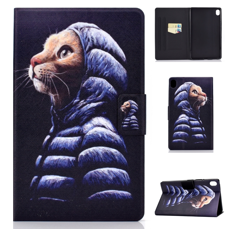 

For Huawei MediaPad M6 8.4 Colored Drawing Electric Pressed Horizontal Flip Leather Case, with Holder & Card Slots(Yellow Cat)