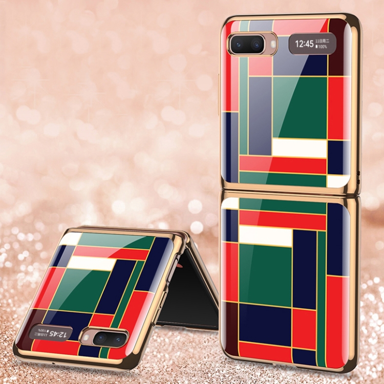 

For Samsung Galaxy Z Flip GKK Electroplating Painted Glass Case(Red Green)