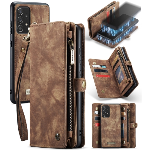 

For Samsung Galaxy A72 5G / 4G CaseMe Detachable Multifunctional Horizontal Flip Leather Case, with Card Slot & Holder & Zipper Wallet & Photo Frame(Brown)