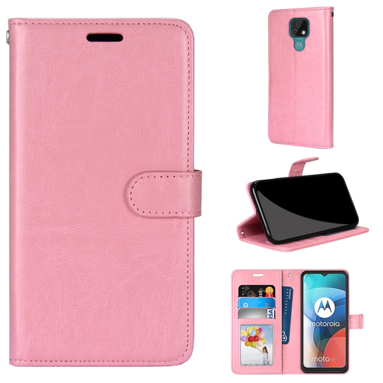 

For Motorola Moto E7 Pure Color Horizontal Flip PU Leather Case with Holder & Card Slots & Wallet & Photo Frame(Pink)