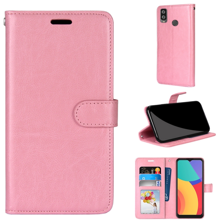 

For Alcatel 1L (2021) Pure Color Horizontal Flip PU Leather Case with Holder & Card Slots & Wallet & Photo Frame(Pink)