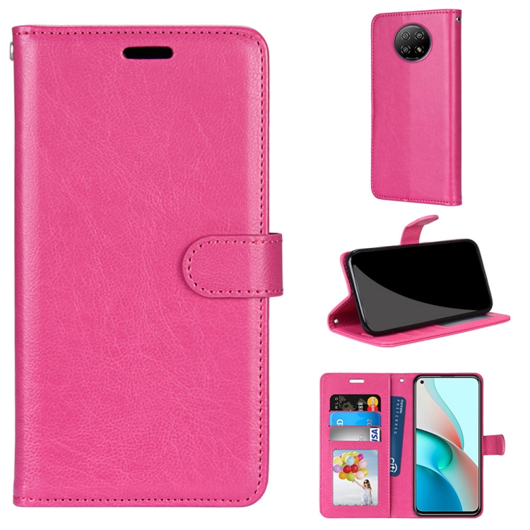 

For Xiaomi Redmi Note 9 5G / Note 9T Pure Color Horizontal Flip PU Leather Case with Holder & Card Slots & Wallet & Photo Frame(Rose Red)