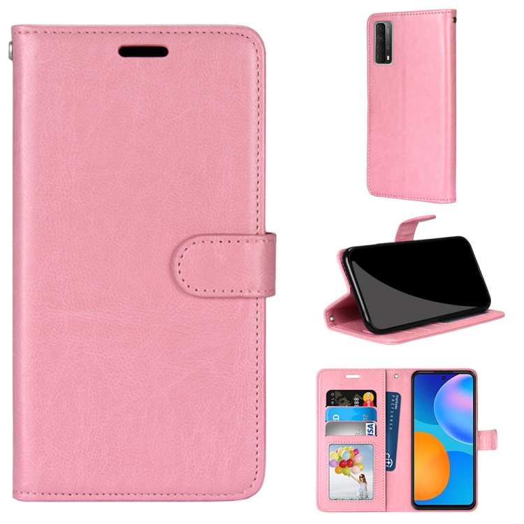 

For Huawei P smart 2021 / Y7a Pure Color Horizontal Flip PU Leather Case with Holder & Card Slots & Wallet & Photo Frame(Pink)