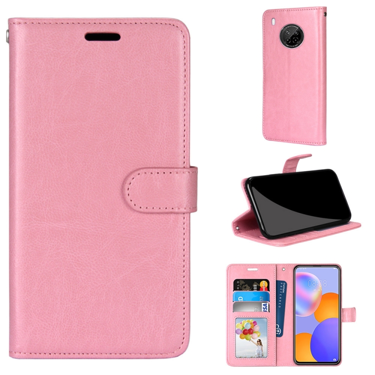 

For Huawei Y9a Pure Color Horizontal Flip PU Leather Case with Holder & Card Slots & Wallet & Photo Frame(Pink)