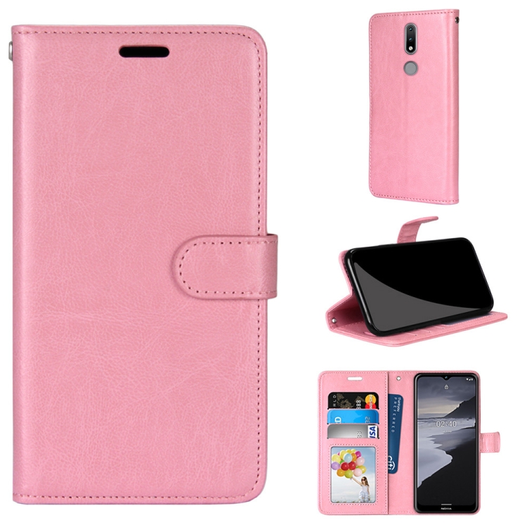 

For Nokia 2.4 Pure Color Horizontal Flip PU Leather Case with Holder & Card Slots & Wallet & Photo Frame(Pink)