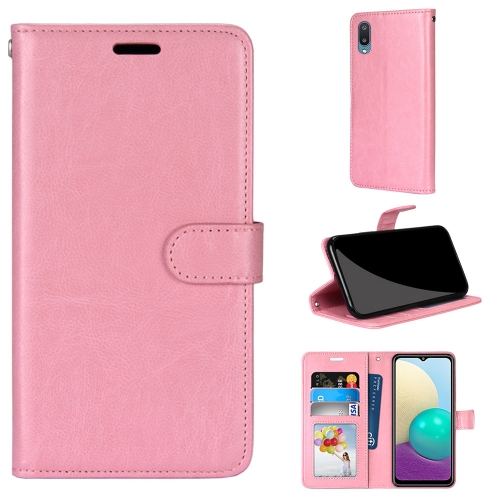 

For Samsung Galaxy A02 / M02 Pure Color Horizontal Flip PU Leather Case with Holder & Card Slots & Wallet & Photo Frame(Pink)