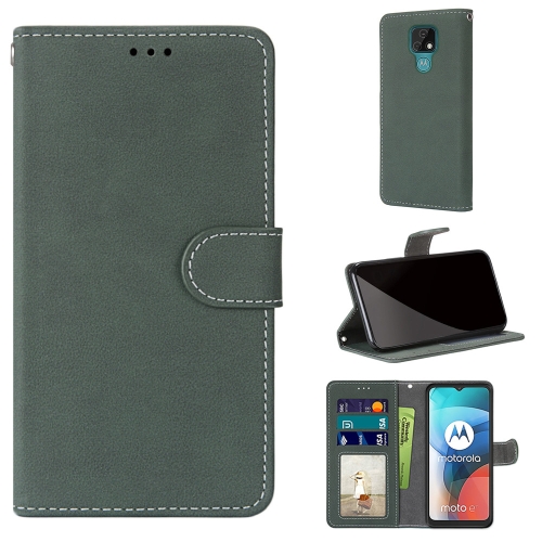 

For Motorola Moto E7 Retro Frosted Horizontal Flip PU Leather Case with Holder & Card Slots & Wallet & Photo Frame(Green)