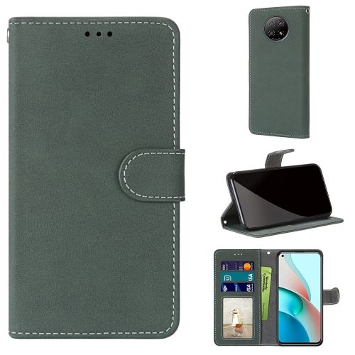 

For Xiaomi Redmi Note 9 5G / Note 9T Retro Frosted Horizontal Flip PU Leather Case with Holder & Card Slots & Wallet & Photo Frame(Green)