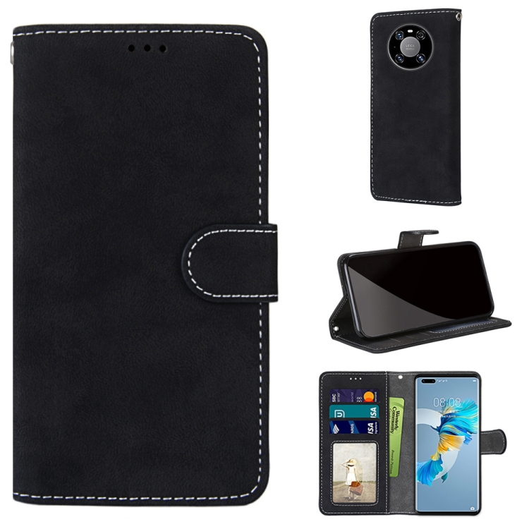 

For Huawei Mate 40 Pro Retro Frosted Horizontal Flip PU Leather Case with Holder & Card Slots & Wallet & Photo Frame(Black)