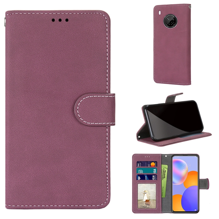 

For Huawei Y9a Retro Frosted Horizontal Flip PU Leather Case with Holder & Card Slots & Wallet & Photo Frame(Rose Red)