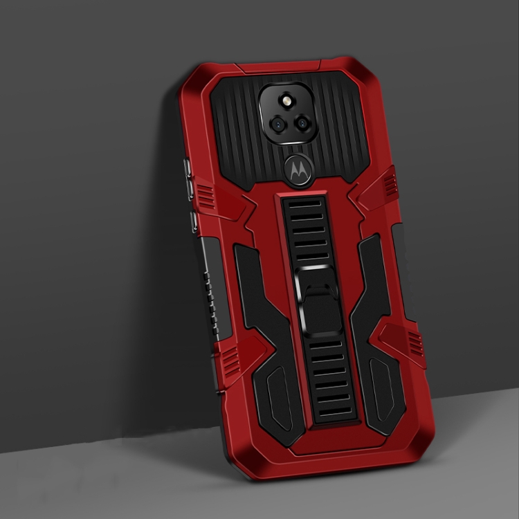

For Motorola Moto G Play (2021) Vanguard Warrior All Inclusive Double-color Shockproof TPU + PC Protective Case with Holder(Red)