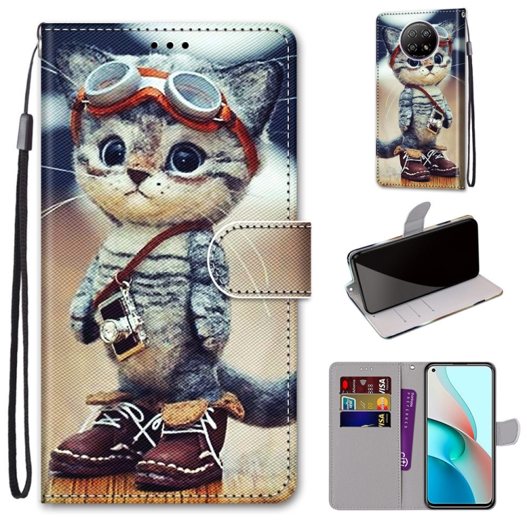 

For Xiaomi Redmi Note 9 5G / Note 9T Coloured Drawing Cross Texture Horizontal Flip PU Leather Case with Holder & Card Slots & Wallet & Lanyard(Leather Shoes Cat)