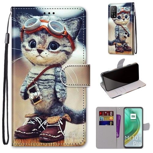 

For Xiaomi Mi 10T Pro / 10T / K30s Coloured Drawing Cross Texture Horizontal Flip PU Leather Case with Holder & Card Slots & Wallet & Lanyard(Leather Shoes Cat)