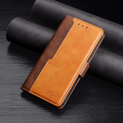 

Retro Texture Contrast Color Side Buckle Horizontal Flip Leather Case with Holder & Card Slots & Wallet For iPhone 12 / 12 Pro(Brown)