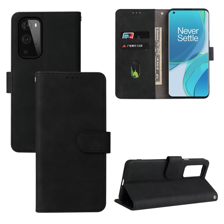 

For OnePlus 9 Pro Solid Color Skin Feel Magnetic Buckle Horizontal Flip Calf Texture PU Leather Case with Holder & Card Slots & Wallet(Black)